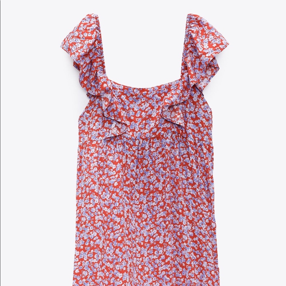 Zara ruffle tiered floral dress XS